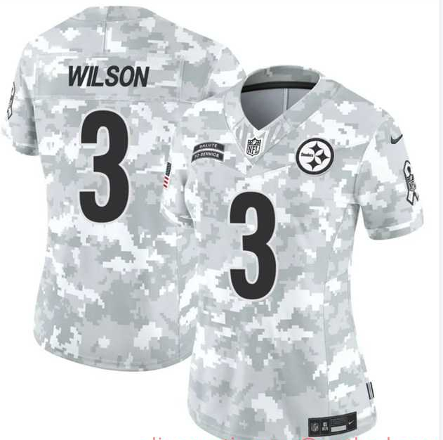 Womens Pittsburgh Steelers #3 Russell Wilson 2024 F.U.S.E Arctic Camo Salute To Service Limited Stitched Jersey Dzhi